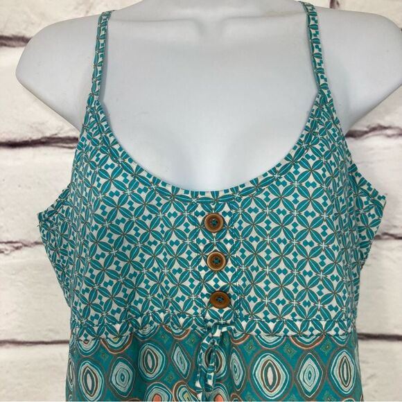 Vintage Anchor Blue Tank SZ M Tunic 100% Cotton Y2K 90’s Turquoise Orange Circle - Picture 5 of 16